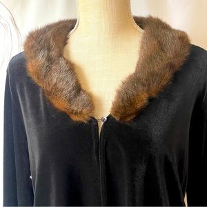 Vintage 90’s Clio faux-fur black velvet cardigan, Med